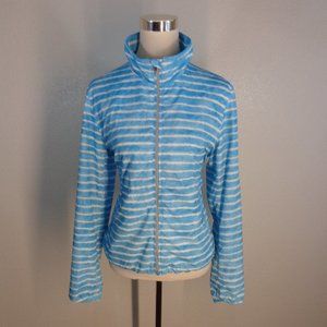 Lauren Ralph Lauren Active Womens Large Blue White Striped Windbreaker Jacket